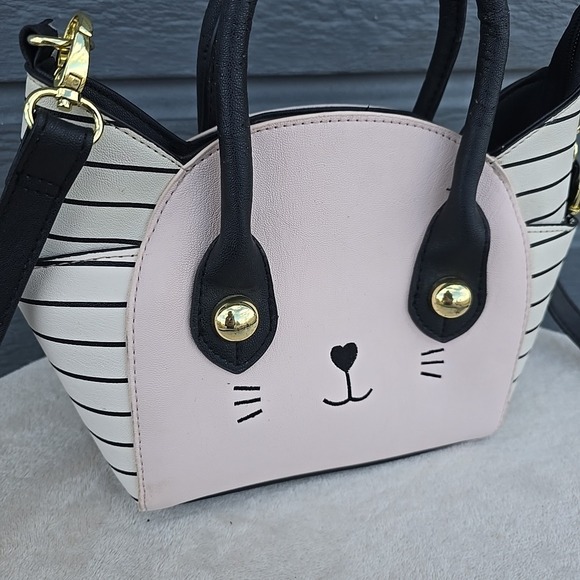 Betsey Johnson Pink & Black Cat Motif Crossbody Bag - Picture 3 of 16